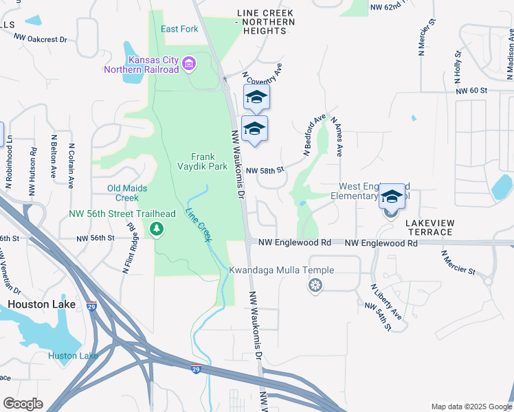 map of restaurants, bars, coffee shops, grocery stores, and more near 5666 North Marston Avenue in Kansas City