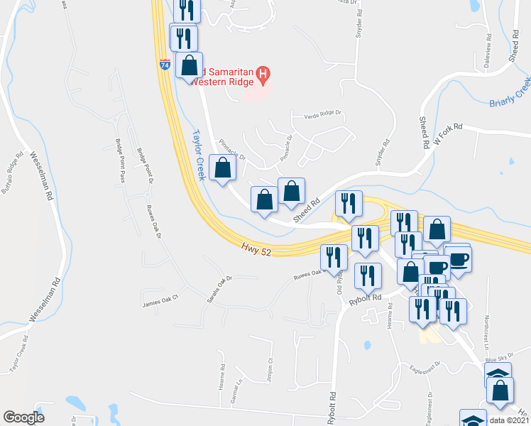 map of restaurants, bars, coffee shops, grocery stores, and more near 6788 Cedar Hills in Cincinnati