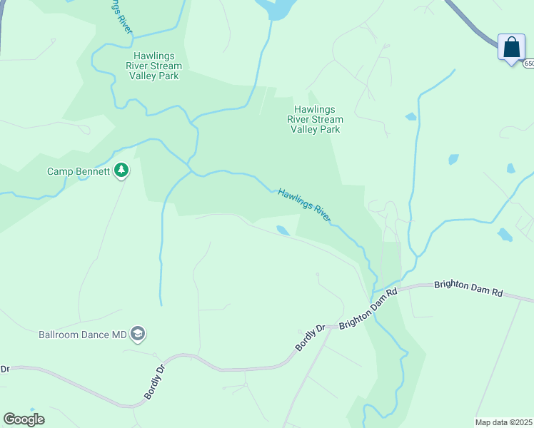 map of restaurants, bars, coffee shops, grocery stores, and more near 1901 Brighton Dam Road in Brookeville