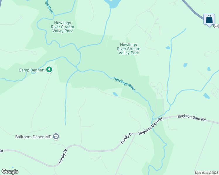 map of restaurants, bars, coffee shops, grocery stores, and more near 1901 Brighton Dam Road in Brookeville
