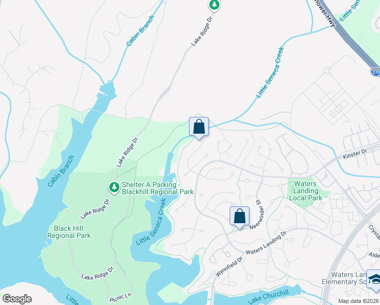 map of restaurants, bars, coffee shops, grocery stores, and more near 13632 Spinning Wheel Drive in Germantown