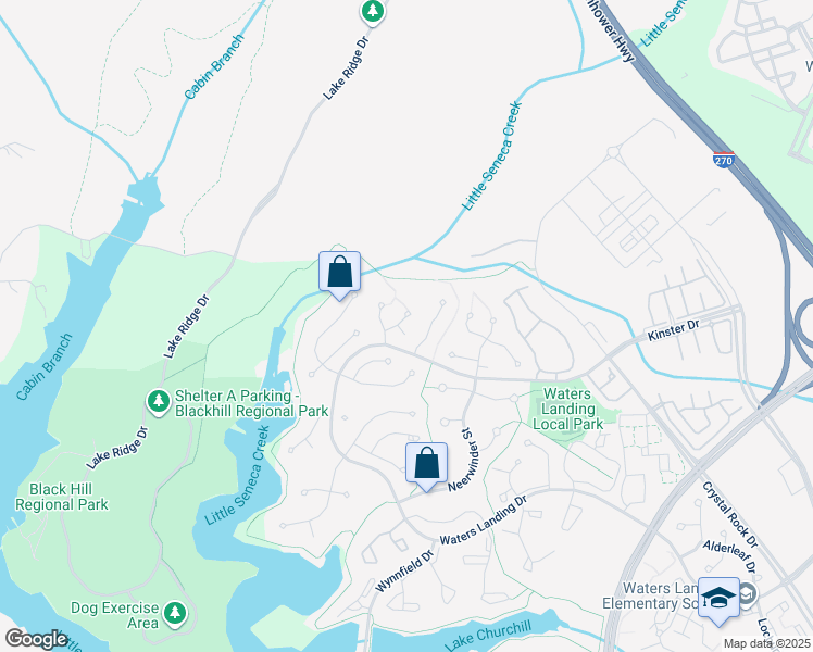 map of restaurants, bars, coffee shops, grocery stores, and more near 13512 Clear Morning Place in Germantown