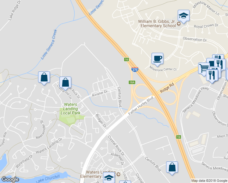 map of restaurants, bars, coffee shops, grocery stores, and more near 20850 Shamrock Glen Circle in Germantown