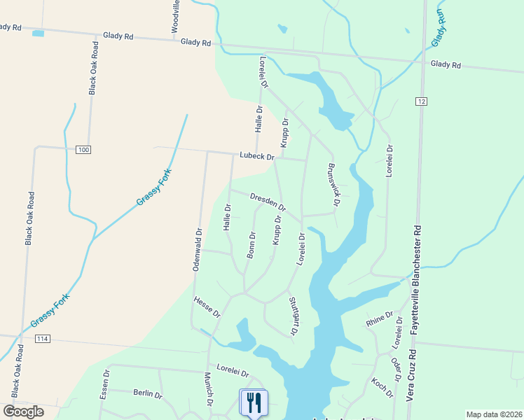map of restaurants, bars, coffee shops, grocery stores, and more near 809 Bonn Dr in Fayetteville
