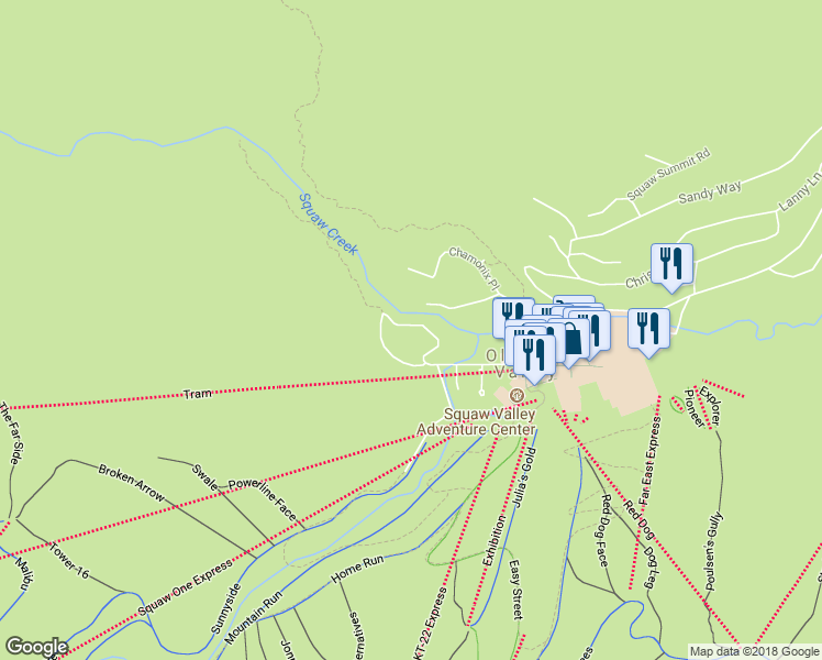 map of restaurants, bars, coffee shops, grocery stores, and more near 415 Squaw Peak Road in Tahoe City