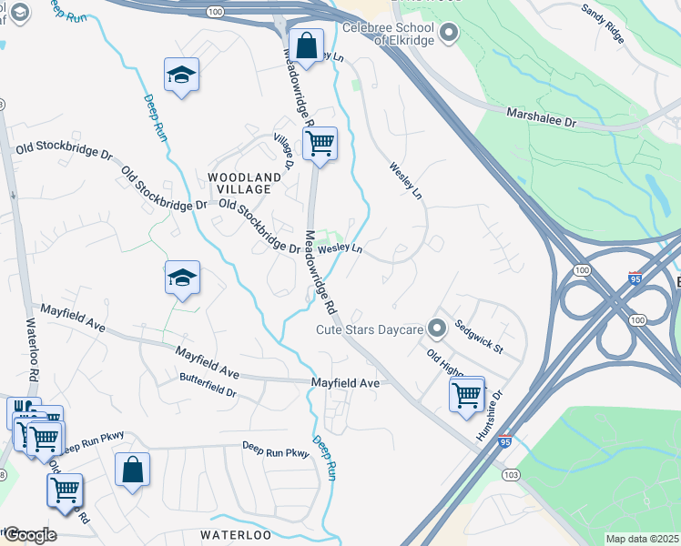 map of restaurants, bars, coffee shops, grocery stores, and more near 6228 Manchester Way in Elkridge