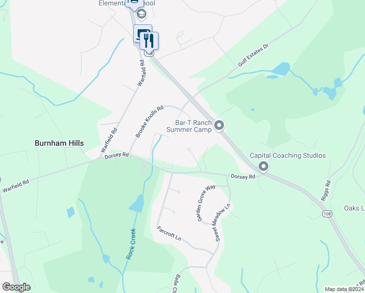 map of restaurants, bars, coffee shops, grocery stores, and more near 6801 Dorsey Road in Laytonsville