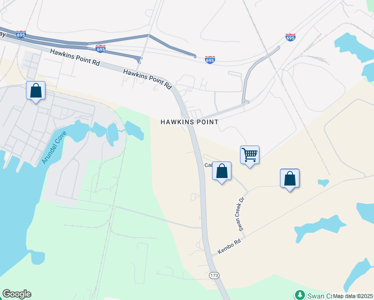 map of restaurants, bars, coffee shops, grocery stores, and more near 6604 Fort Smallwood Road in Baltimore