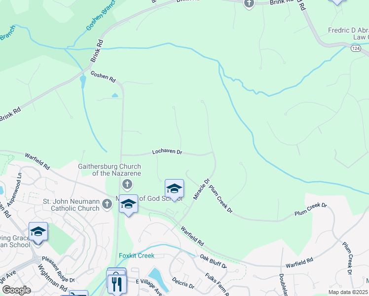 map of restaurants, bars, coffee shops, grocery stores, and more near 20901 Lochaven Court in Gaithersburg
