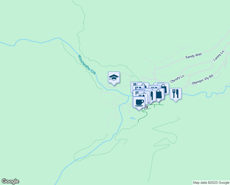 map of restaurants, bars, coffee shops, grocery stores, and more near 415 Squaw Peak Road in Tahoe City