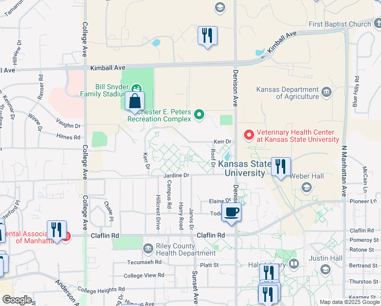 map of restaurants, bars, coffee shops, grocery stores, and more near 2016 Tunstall Circle in Manhattan