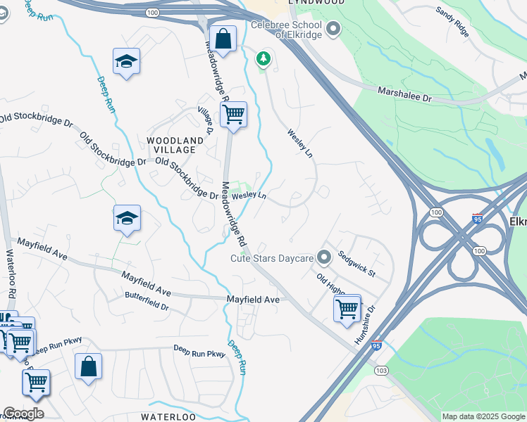 map of restaurants, bars, coffee shops, grocery stores, and more near 6213 Manchester Way in Elkridge