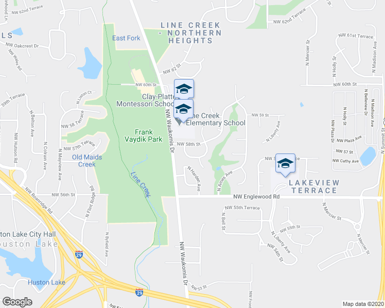 map of restaurants, bars, coffee shops, grocery stores, and more near 5687 North Harden Avenue in Kansas City