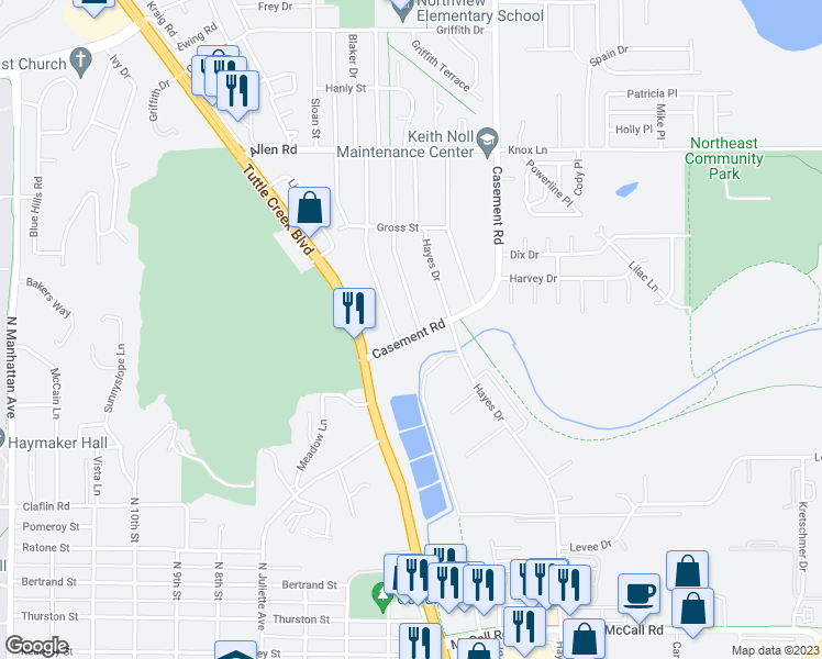 map of restaurants, bars, coffee shops, grocery stores, and more near 1729 Casement Road in Manhattan