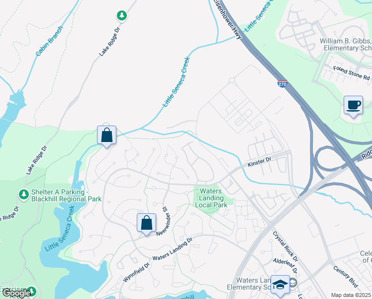 map of restaurants, bars, coffee shops, grocery stores, and more near 20725 Crystal Hill Circle in Germantown