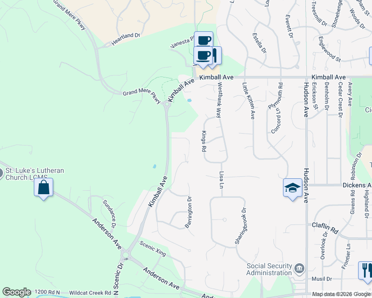 map of restaurants, bars, coffee shops, grocery stores, and more near 4108 Berkshire Circle in Manhattan