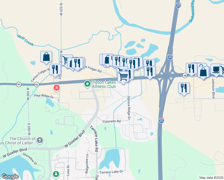 map of restaurants, bars, coffee shops, grocery stores, and more near 3888 Mimosa Drive in Columbus