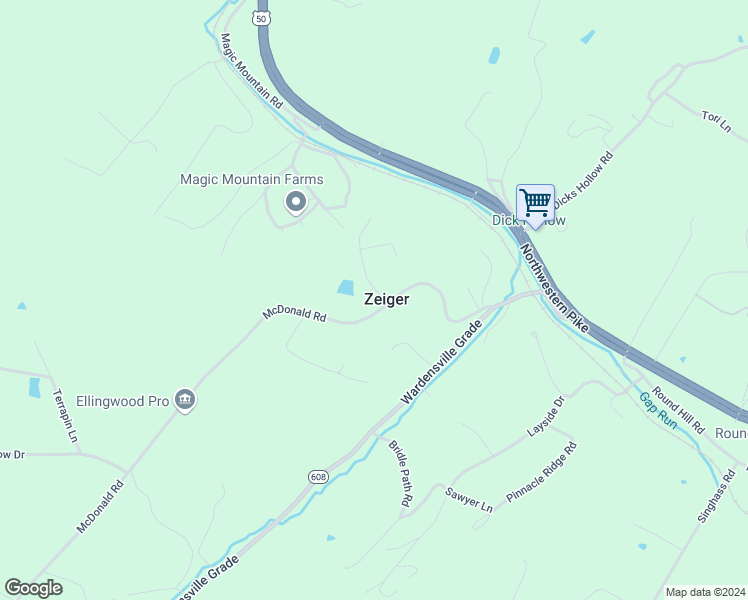 map of restaurants, bars, coffee shops, grocery stores, and more near 272 McDonald Road in Winchester
