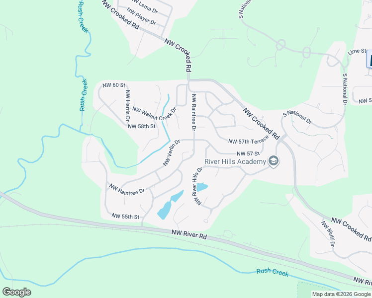 map of restaurants, bars, coffee shops, grocery stores, and more near 5712 Northwest Raintree Drive in Parkville