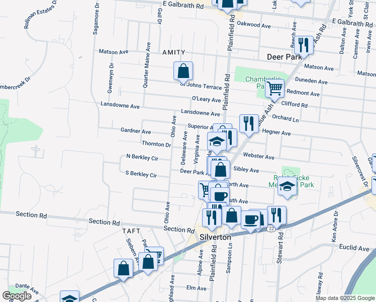 map of restaurants, bars, coffee shops, grocery stores, and more near 3914 Webster Avenue in Cincinnati