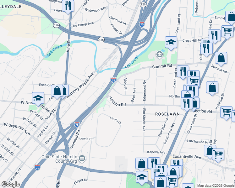 map of restaurants, bars, coffee shops, grocery stores, and more near 1314 Woodland Avenue in Cincinnati