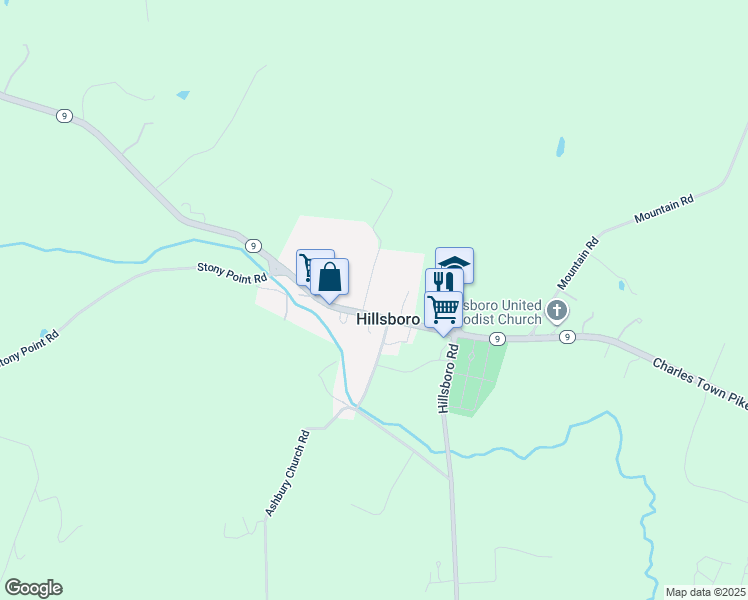 map of restaurants, bars, coffee shops, grocery stores, and more near 37000 Charles Town Pike in Purcellville