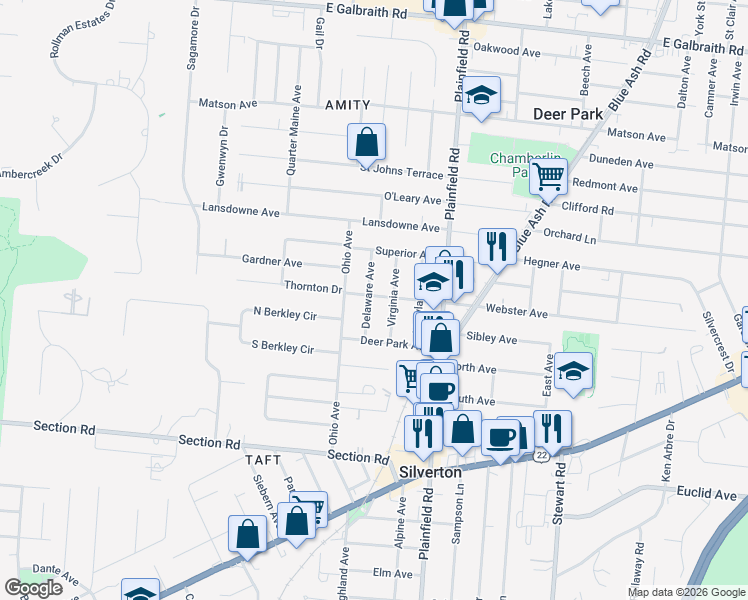 map of restaurants, bars, coffee shops, grocery stores, and more near 3914 Webster Avenue in Cincinnati