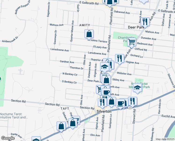 map of restaurants, bars, coffee shops, grocery stores, and more near 3914 Webster Avenue in Cincinnati