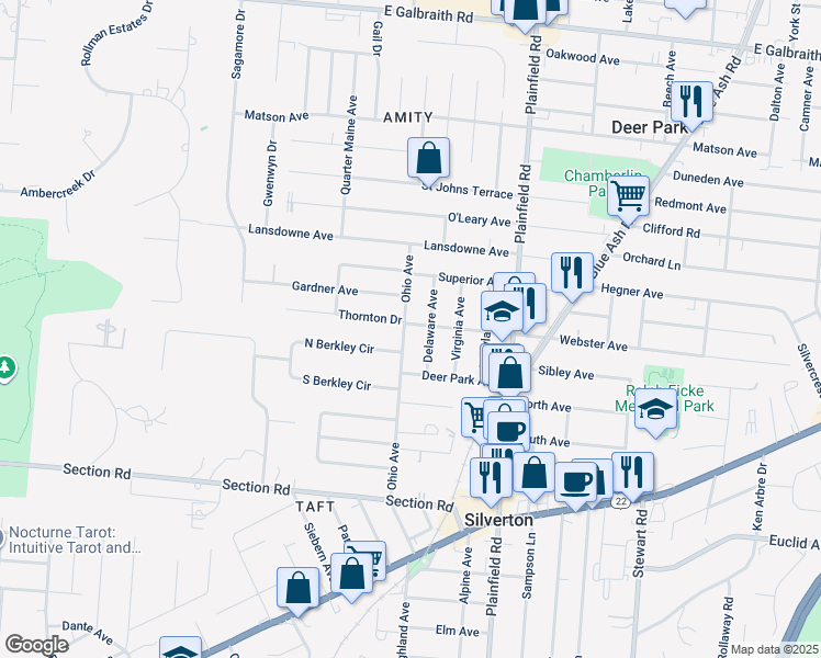 map of restaurants, bars, coffee shops, grocery stores, and more near 3914 Webster Avenue in Cincinnati