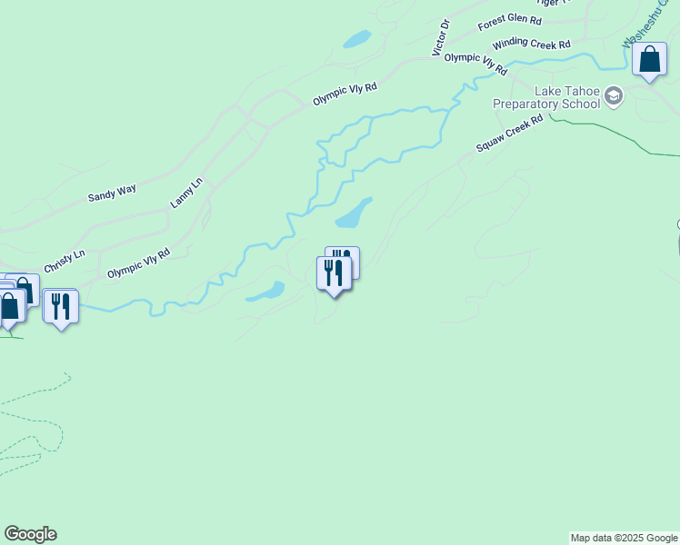 map of restaurants, bars, coffee shops, grocery stores, and more near 340 Squaw Creek Road in Olympic Valley