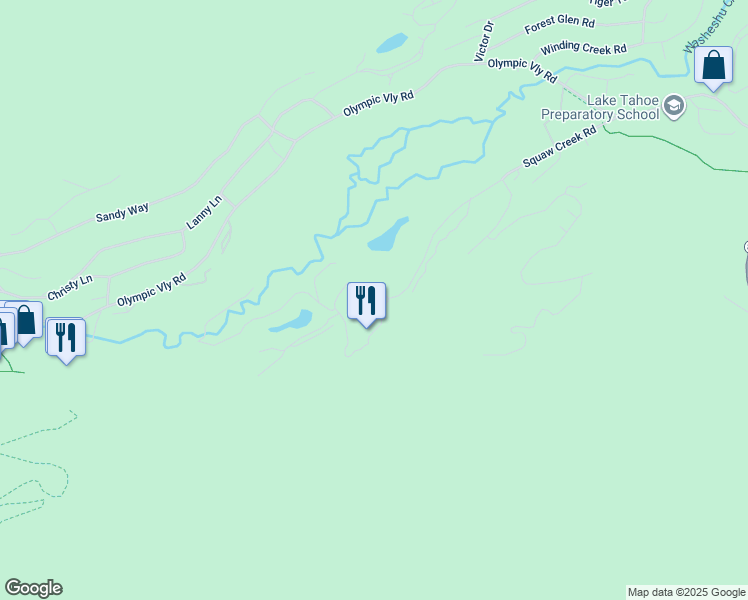 map of restaurants, bars, coffee shops, grocery stores, and more near 340 Squaw Creek Road in Olympic Valley