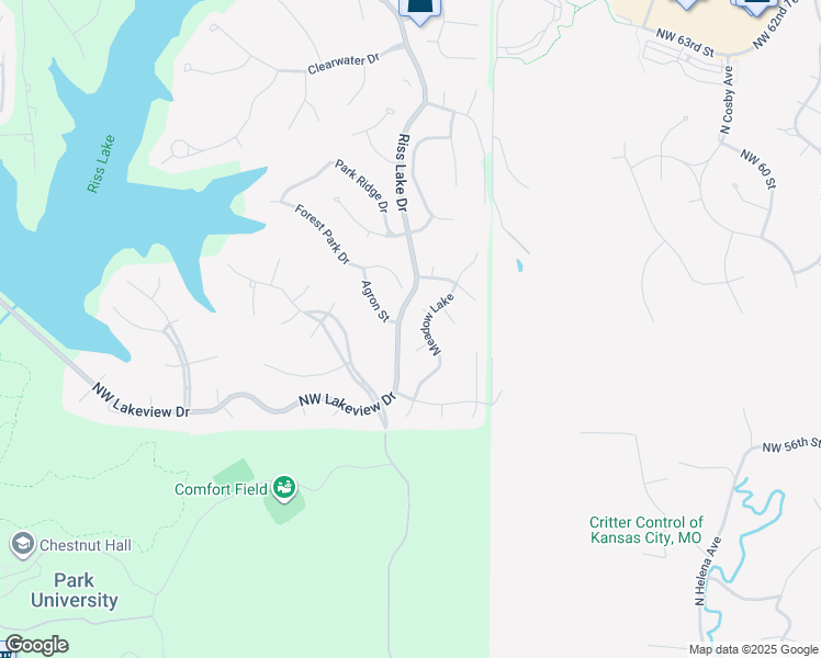 map of restaurants, bars, coffee shops, grocery stores, and more near 5628 Meadow Lake in Parkville