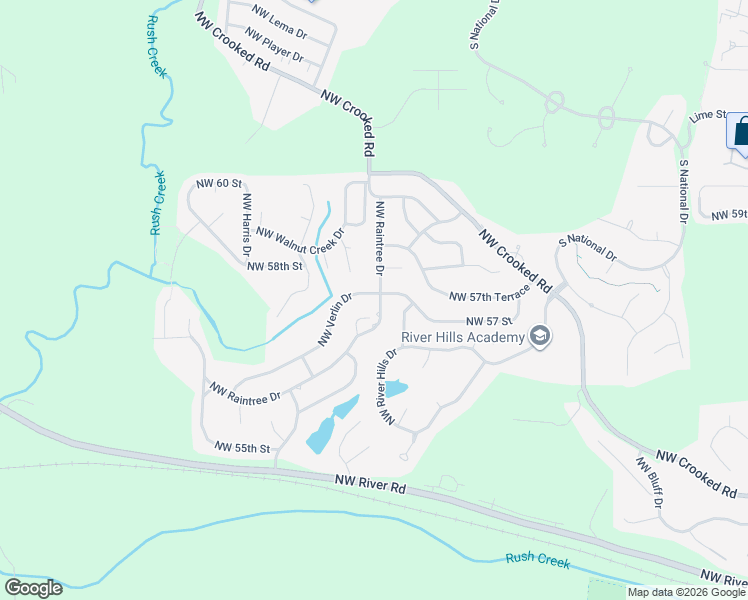 map of restaurants, bars, coffee shops, grocery stores, and more near 5712 Northwest Raintree Drive in Parkville