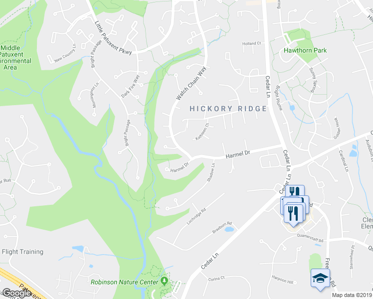 map of restaurants, bars, coffee shops, grocery stores, and more near 6133 Watch Chain Way in Columbia