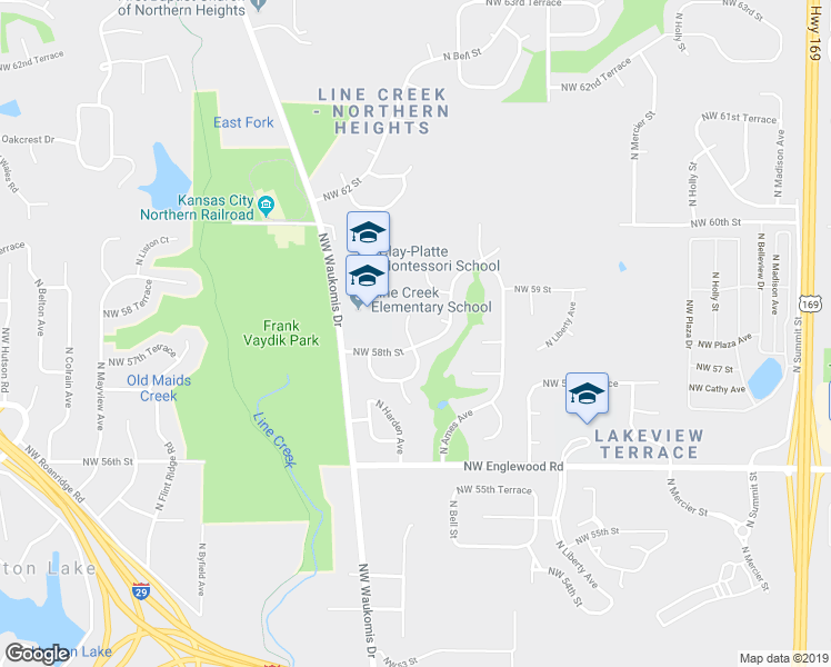 map of restaurants, bars, coffee shops, grocery stores, and more near 5801 North Delta Avenue in Kansas City