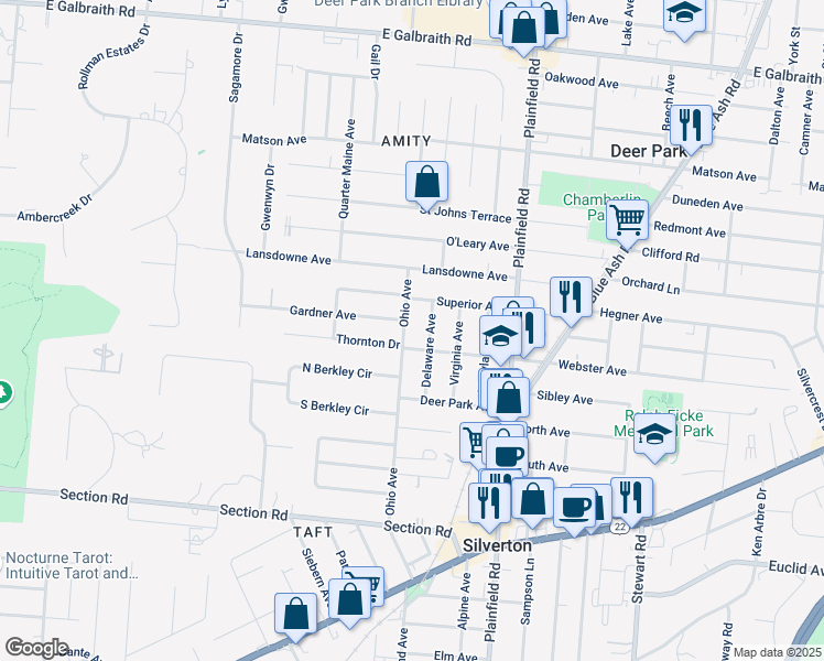 map of restaurants, bars, coffee shops, grocery stores, and more near 3914 Webster Avenue in Cincinnati