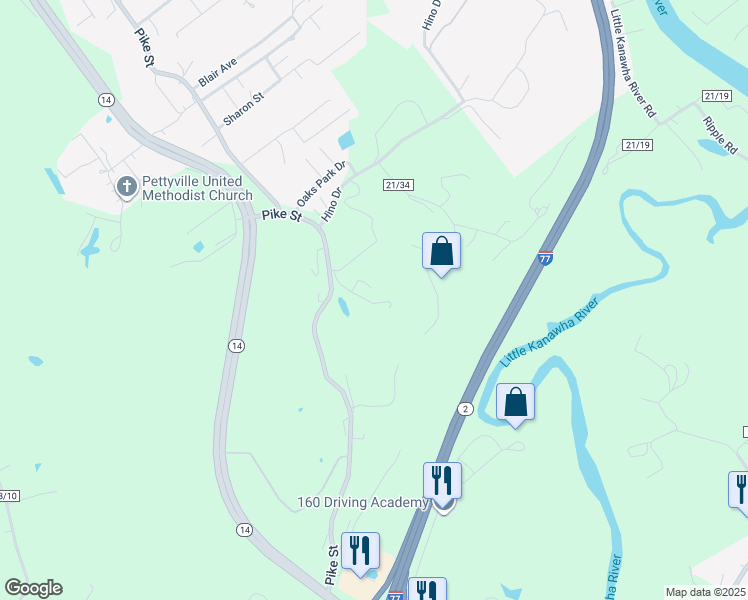 map of restaurants, bars, coffee shops, grocery stores, and more near 137-199 Old Nicholette Road in Mineralwells