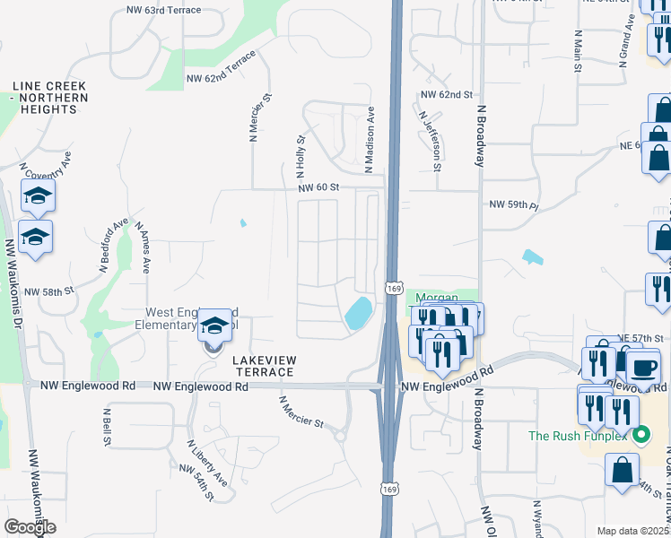map of restaurants, bars, coffee shops, grocery stores, and more near 5704 North Jarboe Street in Kansas City