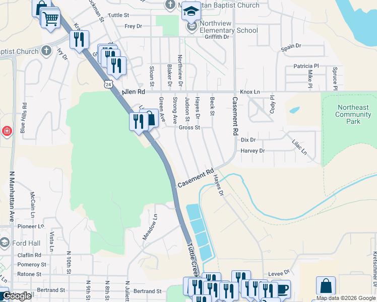 map of restaurants, bars, coffee shops, grocery stores, and more near 1921 Judson Street in Manhattan