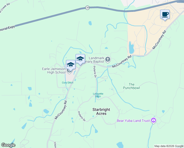 map of restaurants, bars, coffee shops, grocery stores, and more near 11478 Polaris Drive in Grass Valley