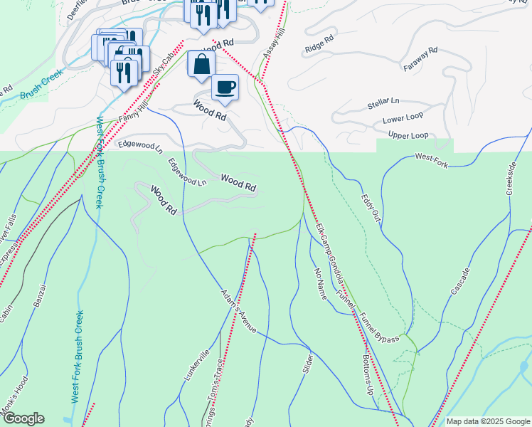 map of restaurants, bars, coffee shops, grocery stores, and more near 127 Forest Lane in Snowmass Village