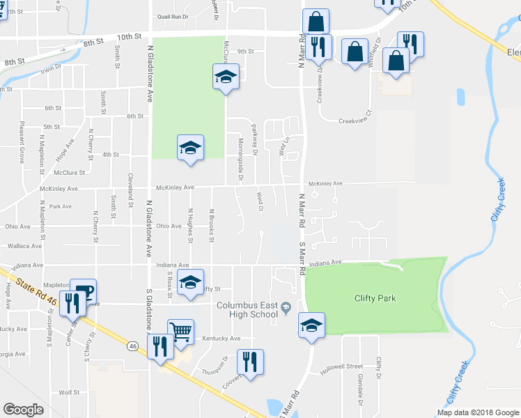 map of restaurants, bars, coffee shops, grocery stores, and more near 222 Weid Court in Columbus