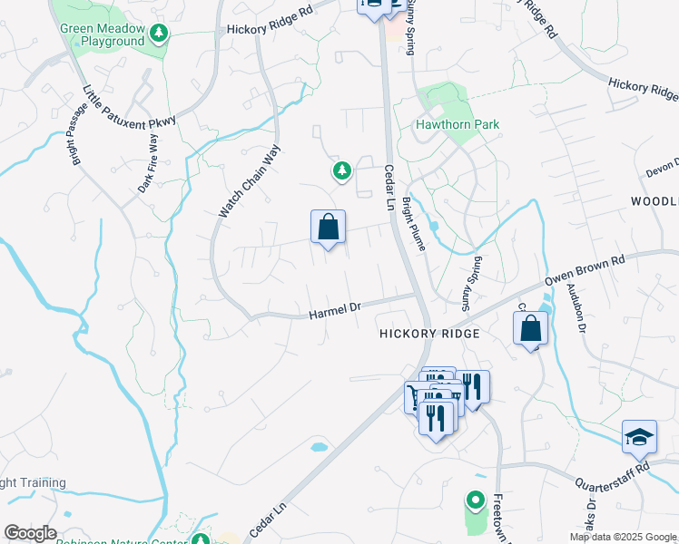 map of restaurants, bars, coffee shops, grocery stores, and more near 6221 Discover Court in Columbia