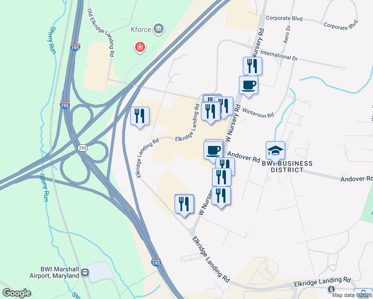map of restaurants, bars, coffee shops, grocery stores, and more near 891 Elkridge Landing Road in Linthicum Heights