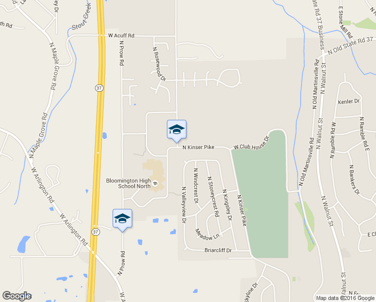 map of restaurants, bars, coffee shops, grocery stores, and more near 3811 North Kinser Pike in Bloomington