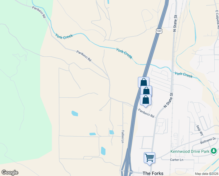 map of restaurants, bars, coffee shops, grocery stores, and more near 501 Parducci Road in Ukiah