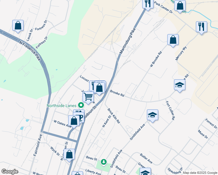 map of restaurants, bars, coffee shops, grocery stores, and more near 909 U.S. 11 in Winchester