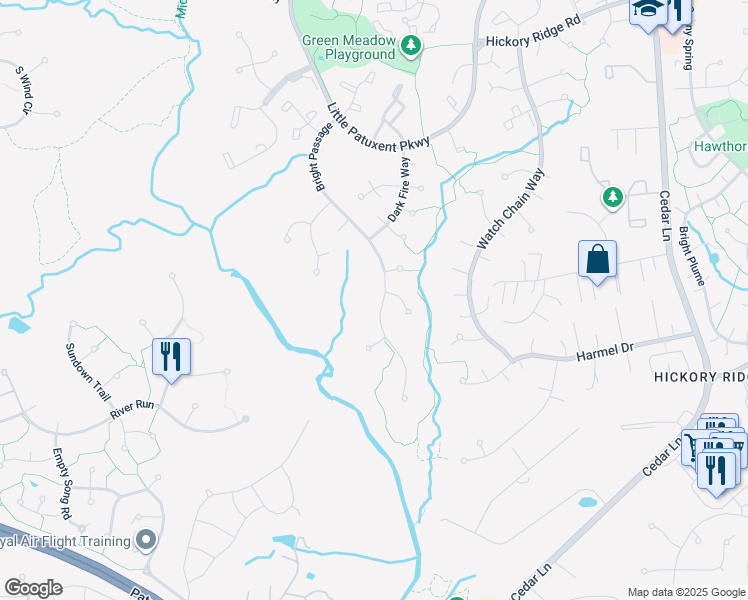 map of restaurants, bars, coffee shops, grocery stores, and more near 11832 Bright Passage in Columbia