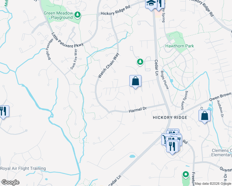 map of restaurants, bars, coffee shops, grocery stores, and more near 10908 Kathleen Court in Columbia