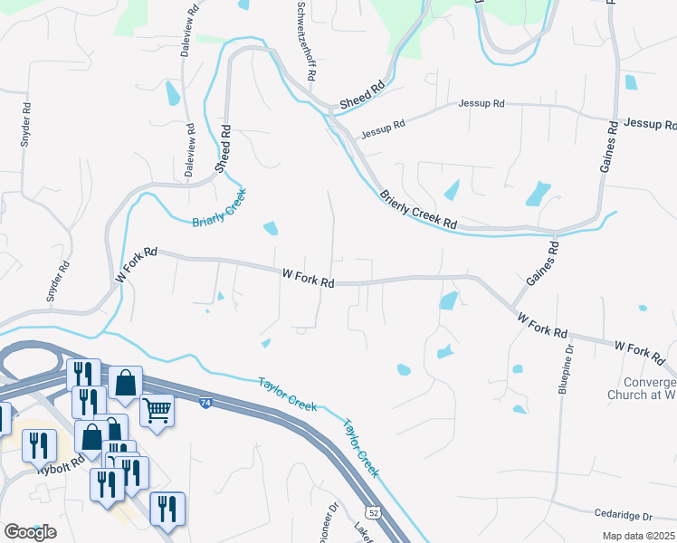 map of restaurants, bars, coffee shops, grocery stores, and more near 6164 West Fork Road in Cincinnati